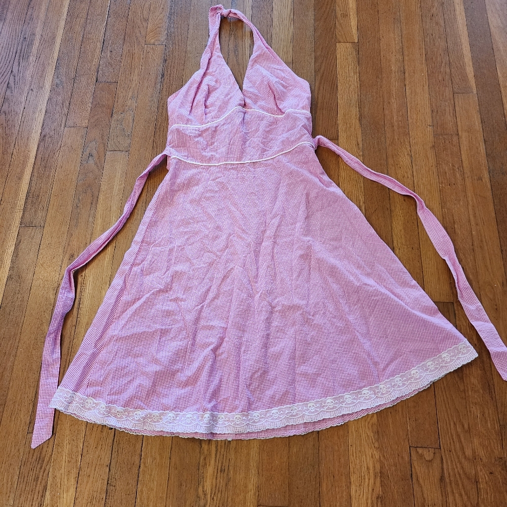 Rock steady red/pink and white halter dress